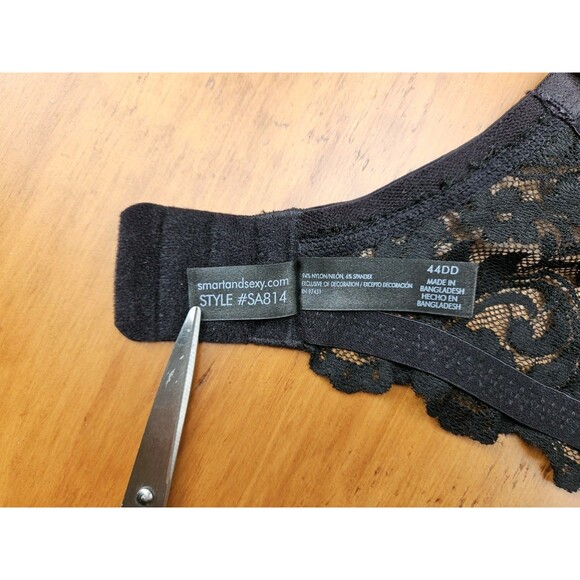 Smart & Sexy 44DD Black Signature Lace Full Coverage Unlined Underwire Bra SA814 - Picture 4 of 5